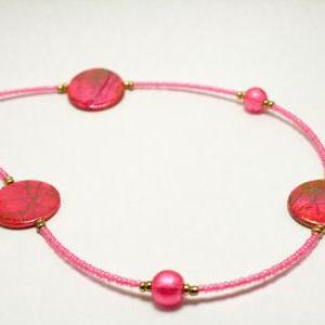 Pink And Gold Splatter Necklace