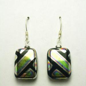 Clearance Black And Silver Iridescent Earrings