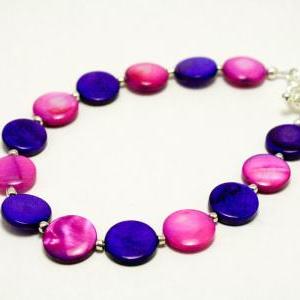 Pink And Purple Shell Bracelet
