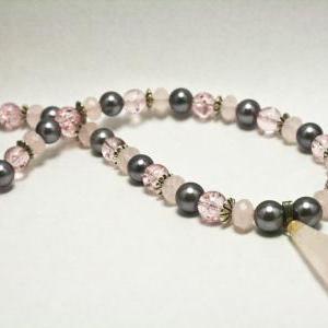 Silver And Pink Quartz Necklace