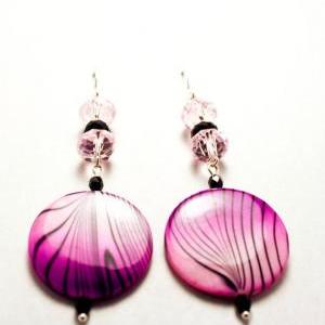 Purple And Black Zebra Print Dangle Earrings