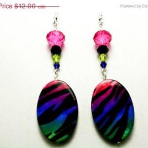 Rainbow Zebra Print Earrings