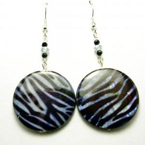 Blue Zebra Print Earrings
