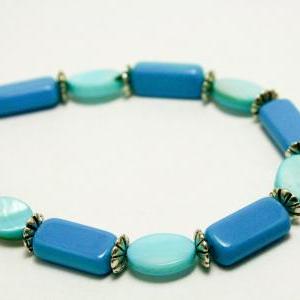 Blue And Silver Shell Bracelet