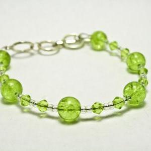 Clearance Lime Green Crackle Glass Bracelet