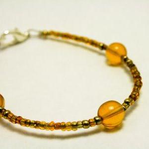Clearance Brown And Gold Glass Bracelet