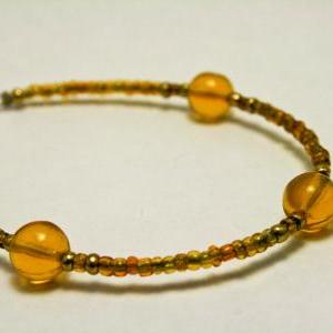 Clearance Brown And Gold Glass Bracelet