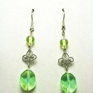 Clearance Lime Green Glass Dangle Earrings