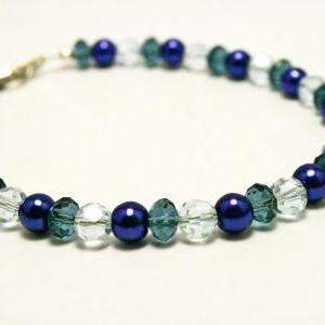 Blue Pearl And Glass Bracelet
