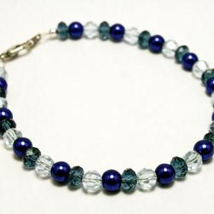Blue Pearl And Glass Bracelet