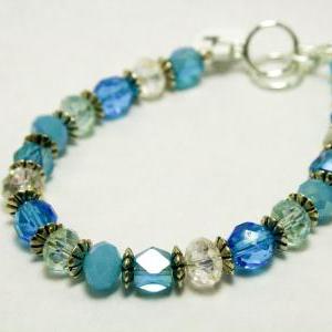 Blue Fire Polished Glass Bracelet