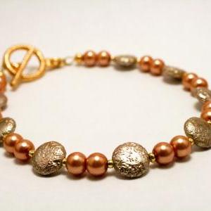 Brown And Cream Colored Pearl Bracelet