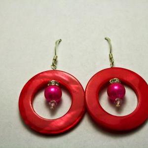 Pink Shell Hoop Earrings