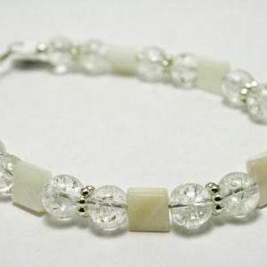 Clearance White Shell And Silver Glass Bracelet