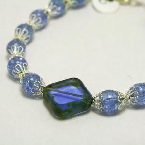 Blue And Silver Glass Bracelet