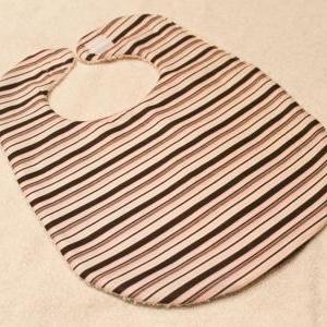 Baby Girl Pink And Brown Stripe Bib