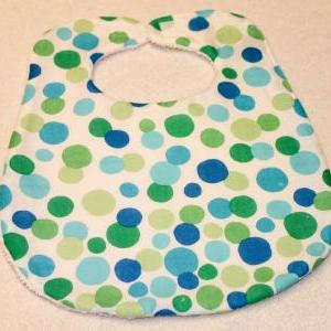 Green And Blue Polka Dots Baby Bib