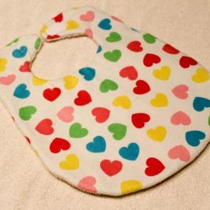 Baby Girl Multi Colored Heart Print Flannel Bib