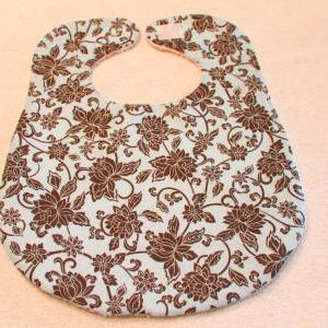 Baby Girl Blue With Brown Flowers Bib