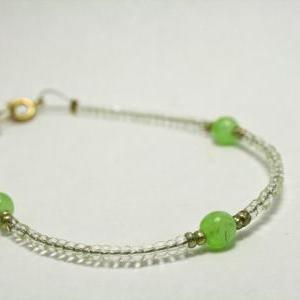 Clearance Clear Glass And Jade Green Bracelet