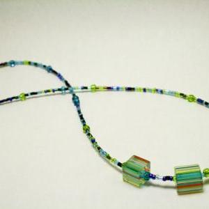 Clearance Teal And Green Mixed Glass Necklace