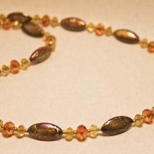 Gold And Tan Abalone Shell Necklace