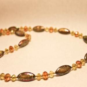 Gold And Tan Abalone Shell Necklace