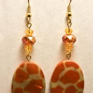 Yellow Giraffe Print Dangle Earrings