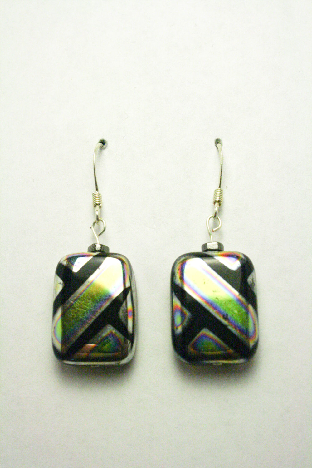 Clearance Black And Silver Iridescent Earrings