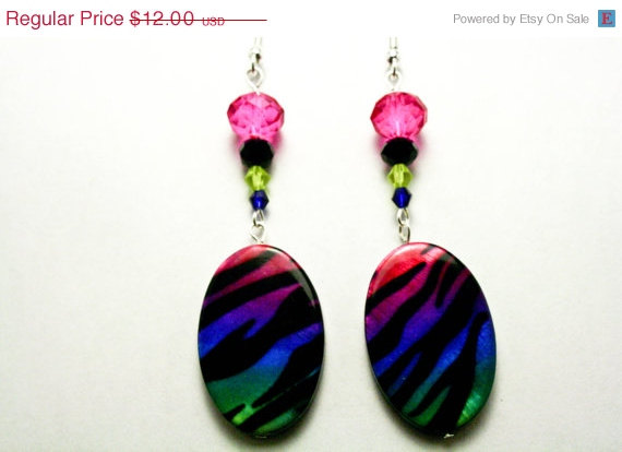 Rainbow Zebra Print Earrings