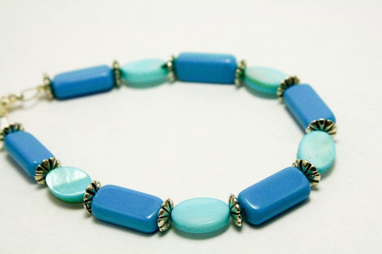 Blue And Silver Shell Bracelet