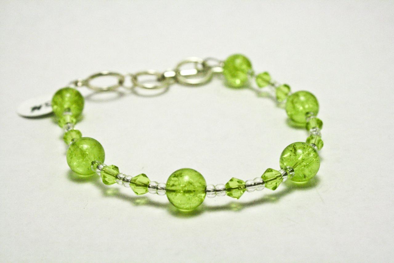 Clearance Lime Green Crackle Glass Bracelet