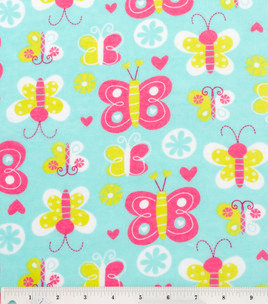 Baby Girl Flannel Butterfly Print Crib Sheet