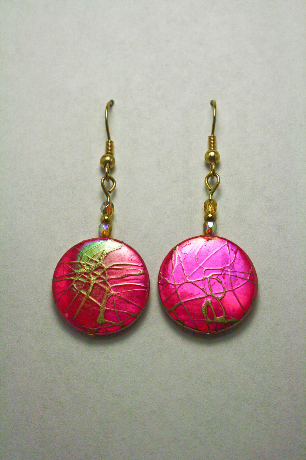 Clearance Pink And Gold Splatter Zebra Print Earrings