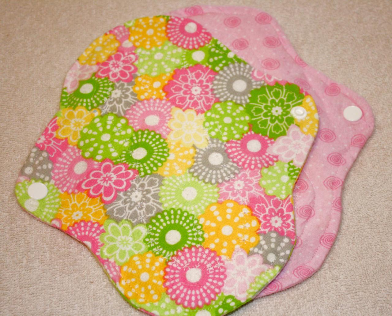 Two, 7 Inch Washable Leak Proof Menstrual Pads Choose Your Print