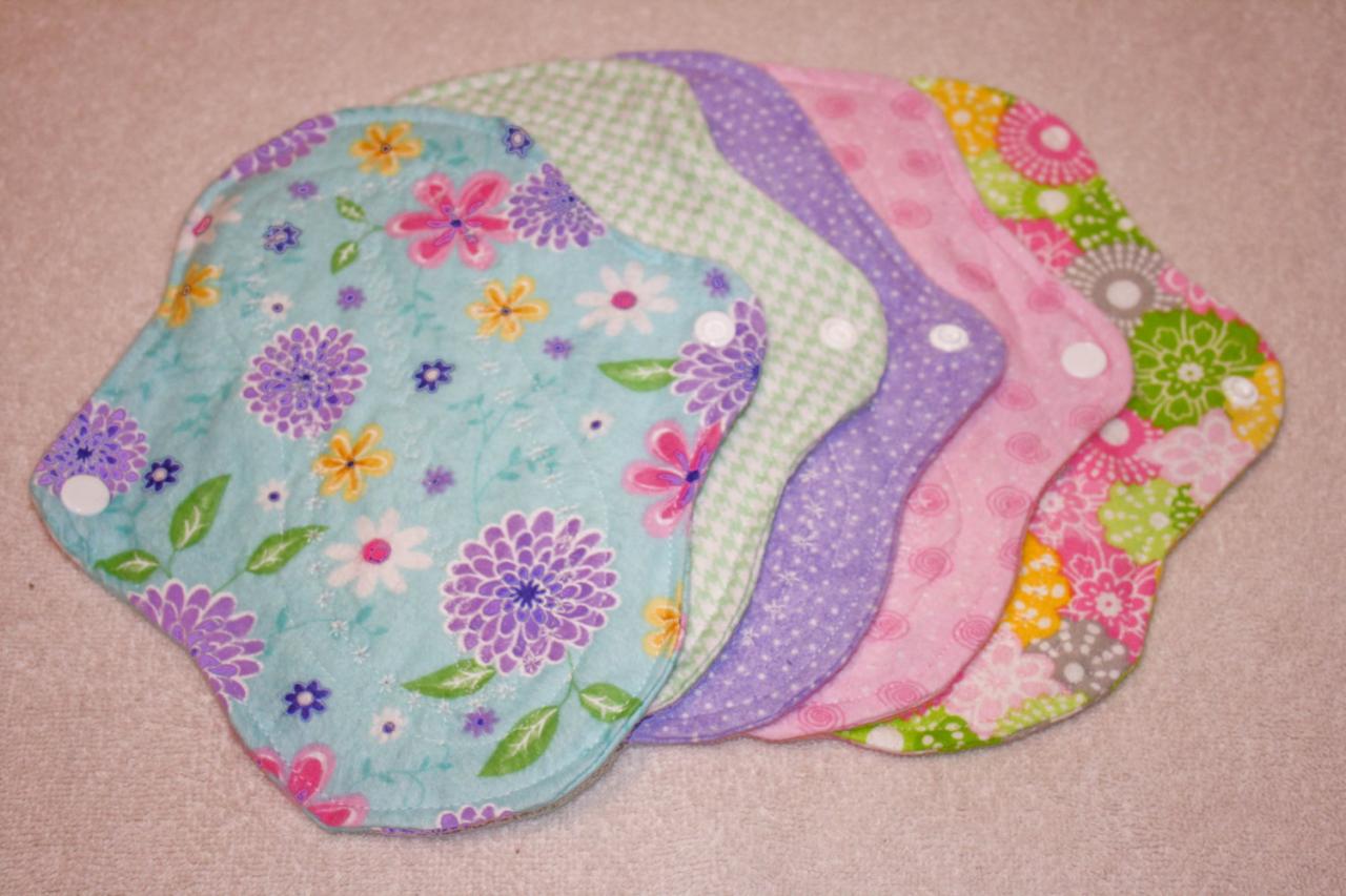 Five, 7 Inch Washable Menstrual Pads Choose Your Print