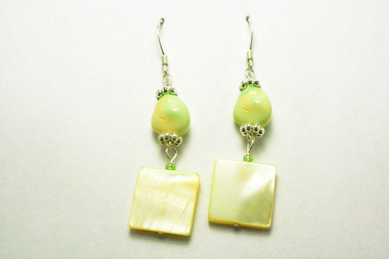 Clearance Lemon Lime Shell Dangle Earrings