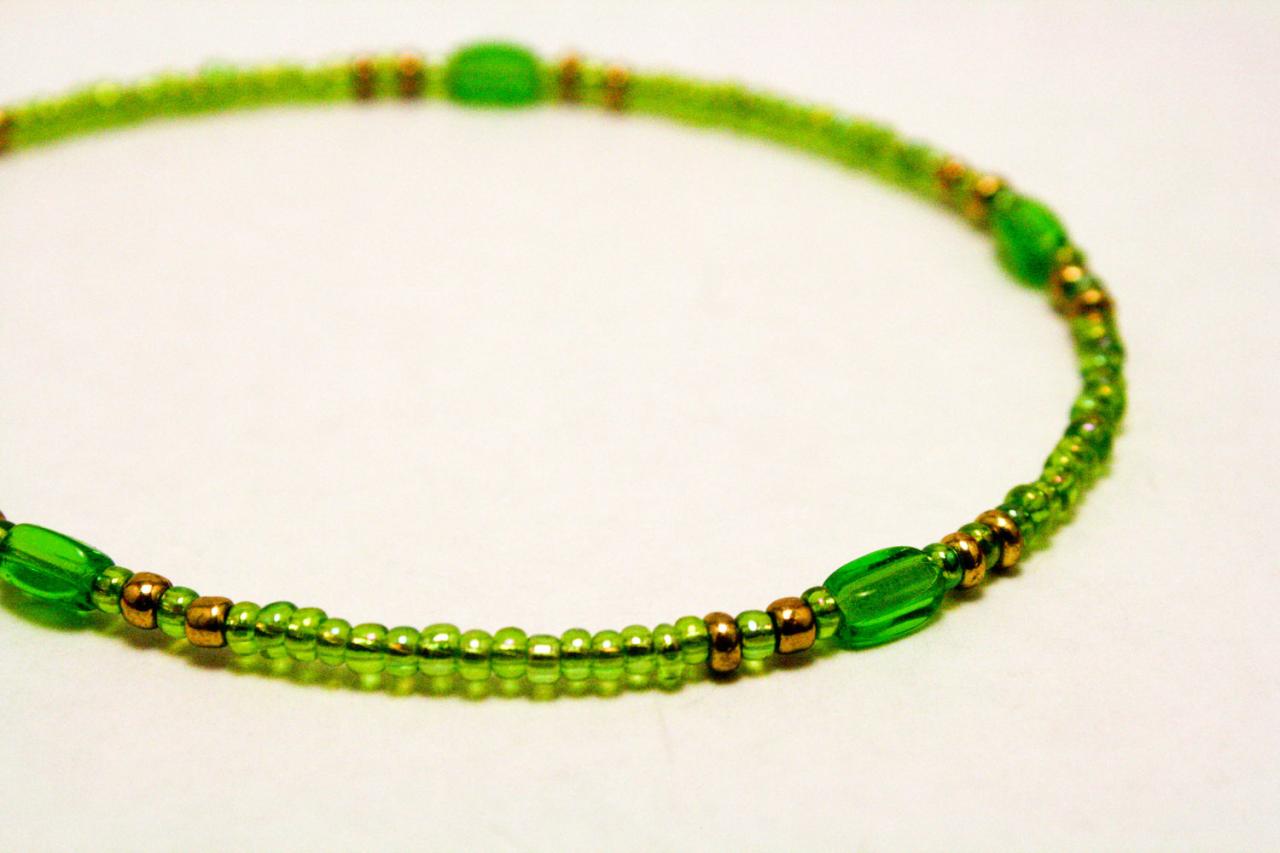 Clearance Green And Gold Glass Bracelet