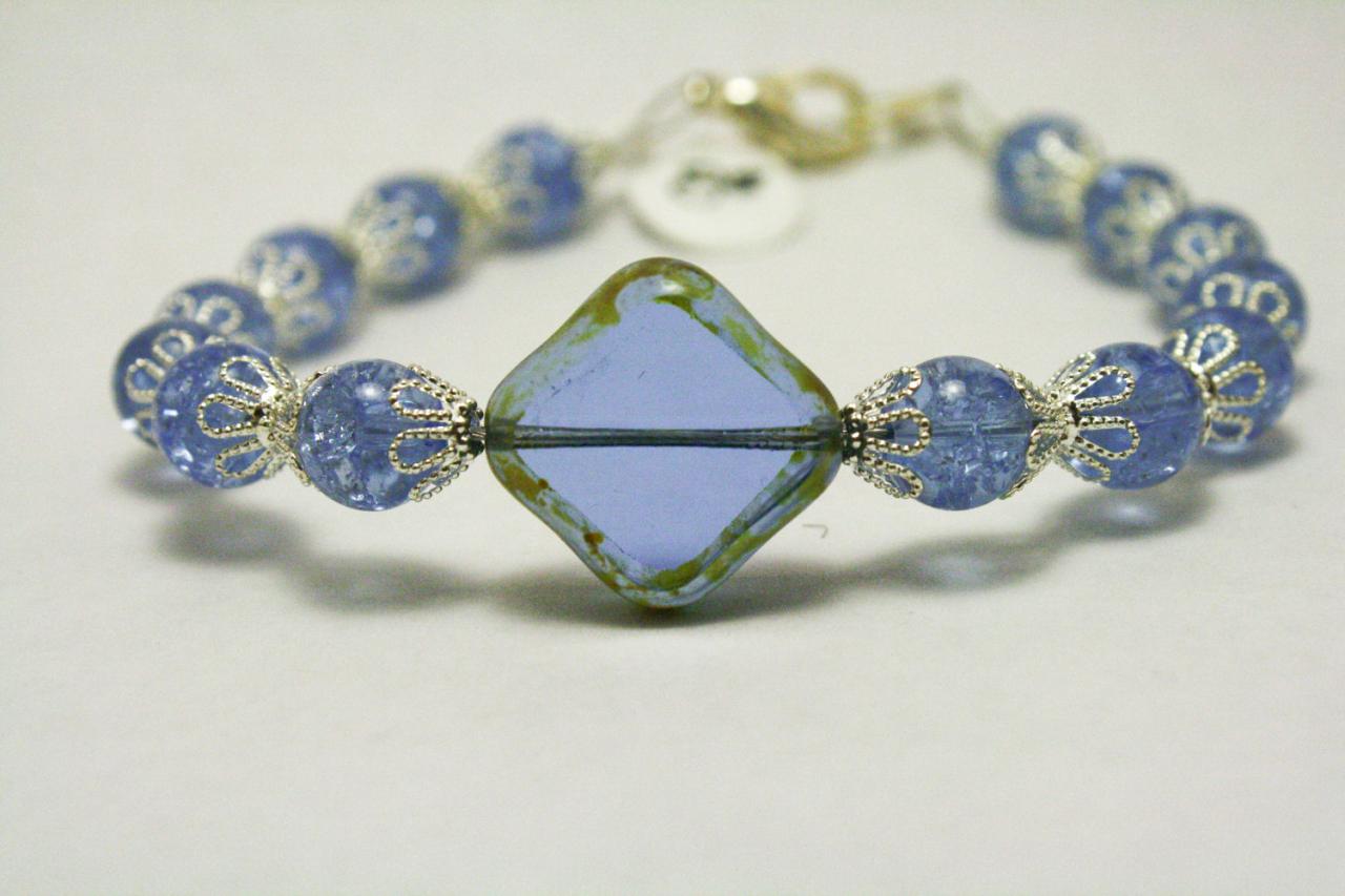 Blue And Silver Glass Bracelet